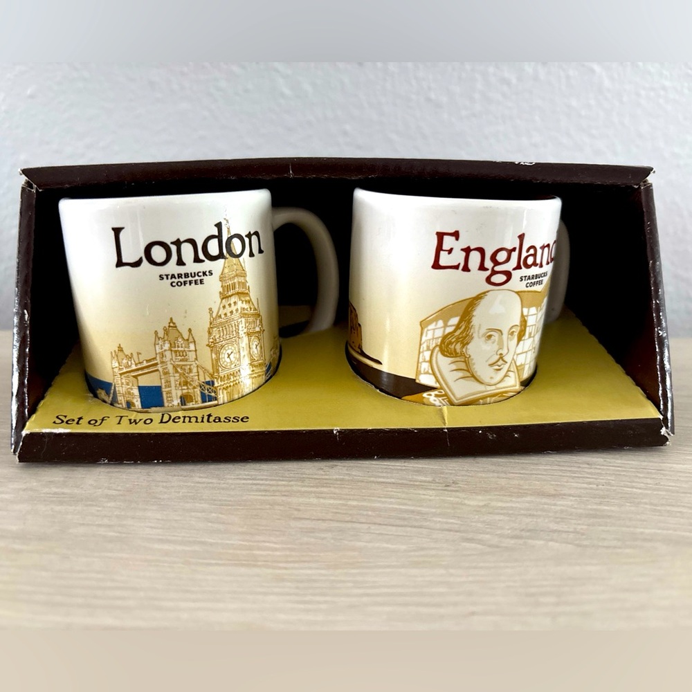 NIB Starbucks Global Icons London England  3 Oz Demitasse Espresso Mug Cups Set